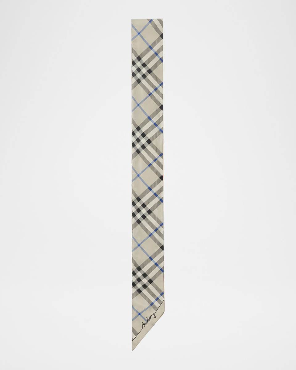 Check-Print Skinny Scarf